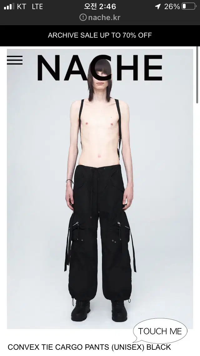 ラスト一点】NACHE CONVEX TIE CARGO PANTSチャコール